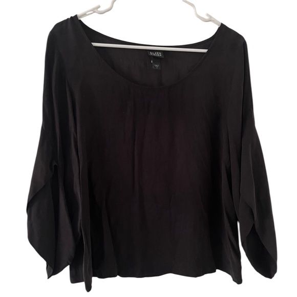 Eileen Fisher 100% Silk Black Blouse - Picture 1 of 9